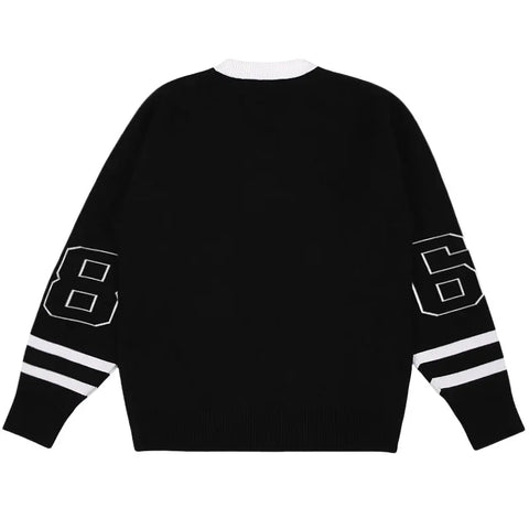Men Cotton Sweater Casual Knitwear Pullover Football Jumper