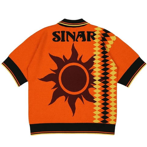 Men Short Sleeve Casual Knitwear Knitted Football Sweater