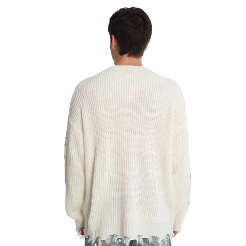 Men Distressed Sweater Casual Designer Jumper