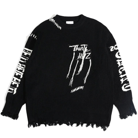 Men Distressed Sweater Casual Designer Jumper