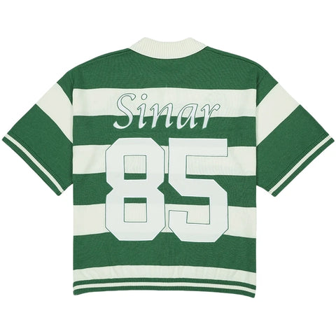 Men Short Sleeve Casual CrewNeck Knitwear Football Stripe Jumper