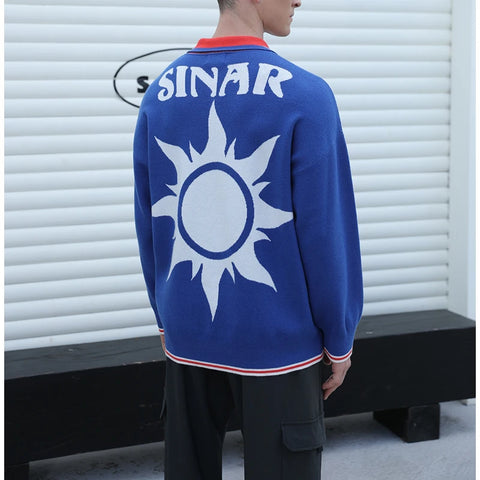 Men Casual Knitwear Vintage Football Jumper winter sweater for men