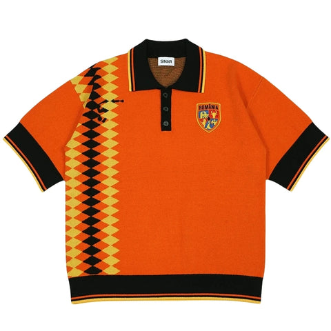 Men Short Sleeve Casual Knitwear Knitted Football Sweater