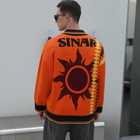 Men Short Sleeve Casual Knitwear Knitted Football Sweater