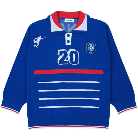 Men Short Sleeve Casual Knitwear Knitted Football Sweater