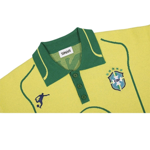 Men Sweater Casual Knitwear Vintage Football Jumper Polo Shirts