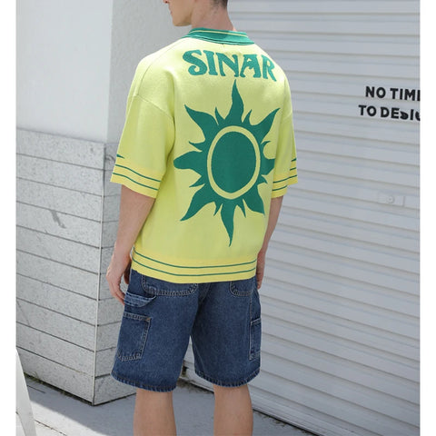 Men Sweater Casual Knitwear Vintage Football Jumper Polo Shirts