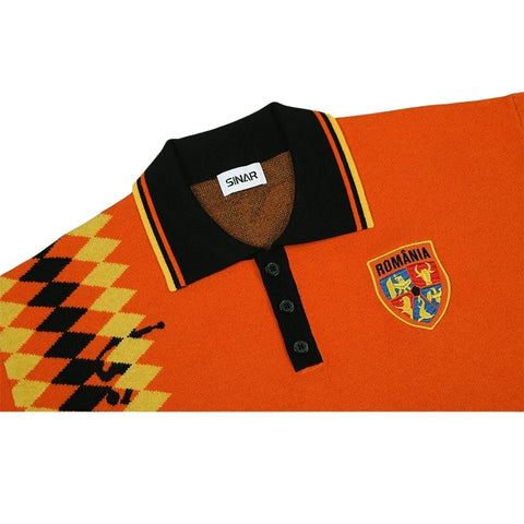 Men Short Sleeve Casual Knitwear Knitted Football Sweater