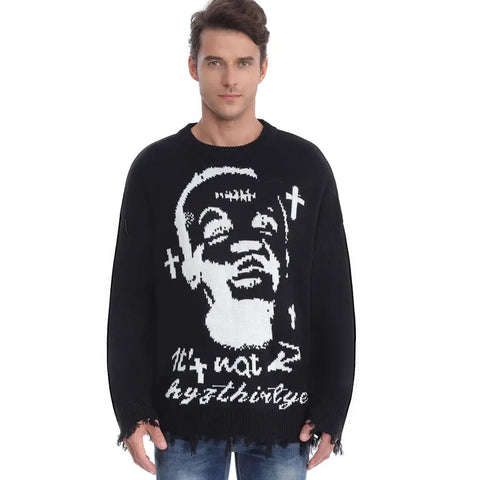 Men Distressed Sweater Casual Designer Jumper