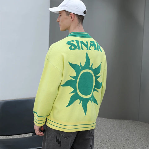 Men Casual J Knitwear Vintage Football Jersey Sweater