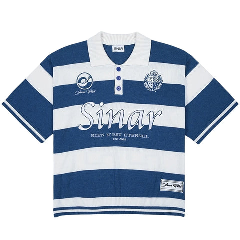Men Short Sleeve Casual Stripe Football Polo Shirts Men Knitted Jersey